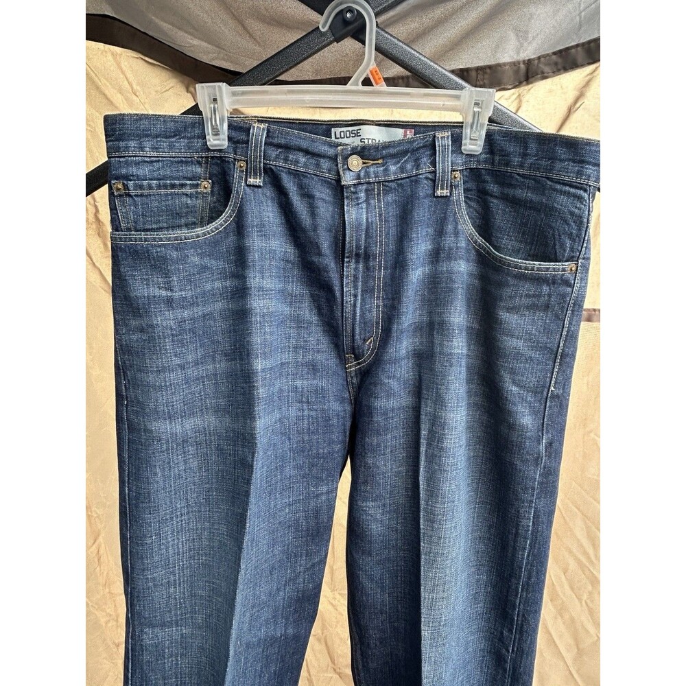 Levi's 569 Jeans Mens 38x34 Blue Cotton Denim Straight Leg Faded Travel Workwear
